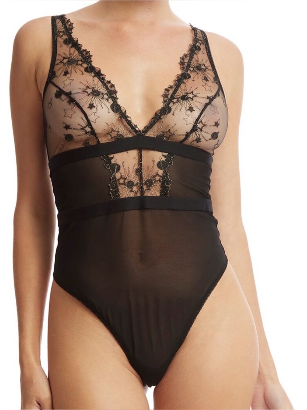 Hanky Panky “Written In The Stars” Lace Teddy Bodysuit, S -retail $145
